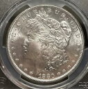 1880-S モーガン シルバー ダラー MS64 PCGS フローレス チーク セミ PL ゴールド シールド ホルダー