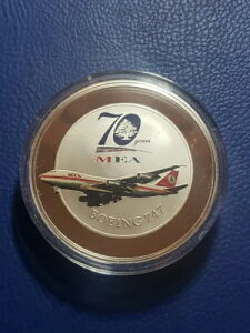 レバノン 5オンス 155 グラム 2015 70 年 MEA LTD エド プルーフ銀貨 BOING 747