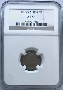 1895 南アフリカ 3P 3 ペンス ティッキー ポール クルーガー ZAR ボーア戦争前銀貨