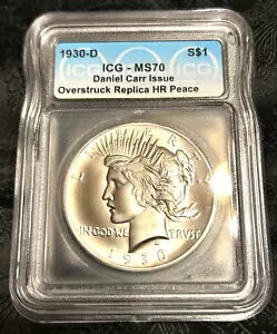 ICG MS70 1930-D ハイレリーフ ピース ドル ダニエル・カー作 COA ムーンライトミント付き****