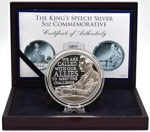コイン シルバー プルーフ 英国王のスピーチ記念 5オンス 2014 ボックス COA