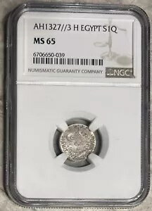 1911 NGC MS65 エジプト オスマン帝国 Emp 1 キルシュ 1327/3 H シルバー ヒートン コイン 171k 鋳造