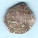 ボリビア。 (1555-98) cob 2 Reales.. Arms of Spain.. @6.71 グラム.. aVF/VF