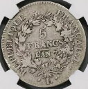 1798 NGC F 15 フランス 5 フラン 7-L バイヨンヌ ディレクトリ銀貨 (18123002C)