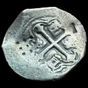 2 Reales Cob スペイン植民地銀貨チョップマーク 6,62 gr。