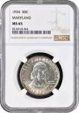 米国 1934 年ハーフダラー、NGC MS65、「300 周年記念 - メリーランド」銀貨