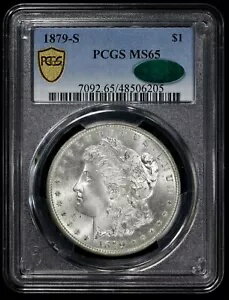 1879-S モーガン シルバー 1 ドル PCGS MS 65 CAC 承認(3)