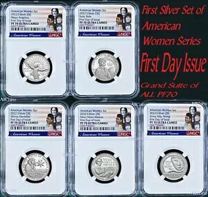 FDI 発行初日 5 コイン PF70 セット 2022 S NGC アメリカン レディース シルバー クォーター