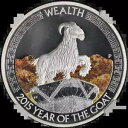 2015 ツバル シルバー $1 ヤギ年 - 富彩色 NGC PF70 ウルトラ カメオ