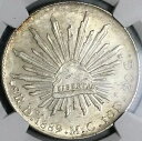 1889-Do NGC MS 61 メキシコ 8 レアル デュランゴ造幣局銀貨 (23043002D)