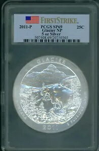 2011-P グレイシャー国立公園 NP ATB 5 オンスシルバー PCGS SP69 ファーストストライク SP-69 FS