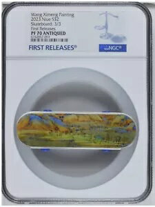 NGC PF70 FR 2023 ニウエ 3D スケートボード 中国絵画 2オンス シルバー型コイン付き