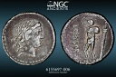 共和国 - L. マルキウス センサー 紀元前 82 年 NGC Ch VF 5/5 4/5 - AR デナリウス 17mm - 36