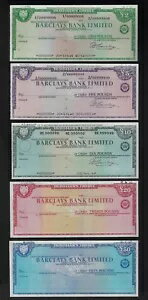 英国バークレイズ銀行 2-5-10-20-50 Pd トラベラーズチェック見本
