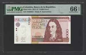 コロンビア 10000ペソ 2011 P453o 未使用 グレード66
