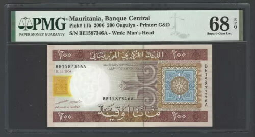 モーリタニア 200 ウギア 2006年11月28日 P11b 未使用 グレード68