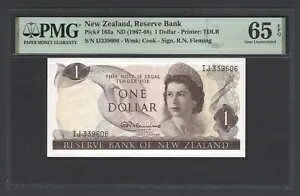 ニュージーランド 1ドル (1967-68) P163a 未使用 グレード65
