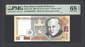 ペルー 20 ヌエボ・ソレス 2004 P176b 未使用 グレード68 トップポップ