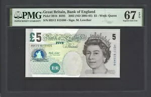 イギリス 5ポンド 2002年 (ND 2002-03) P391b 未使用 グレード67