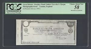 イギリス - バークレイズ銀行トラベラーズチェック 10ポンド 1961年 写真証明