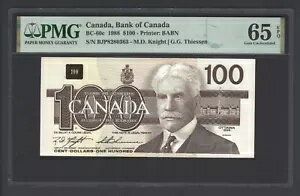 カナダ 100ドル 1988年 BC-60c 未使用 グレード65