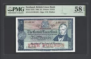 スコットランド 5ポンド 1964年6月16日 P167b N981281 未使用