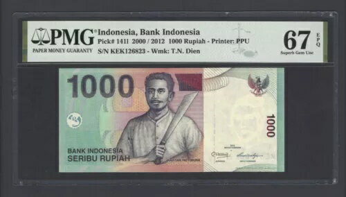インドネシア 1000ルピア 2000 / 2012 P141l 未使用 グレード67