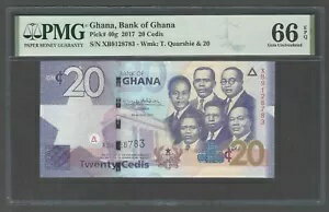 ガーナ 20セディ 2017年4月8日 P40g 未使用 グレード66