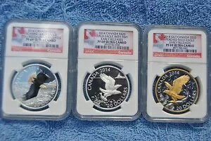 2014、$20、カナダ、3 コイン ハクトウワシ セット、NGC、PF69UC、初期リリース(3)