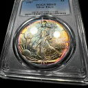 1987 シルバー イーグル PCGS BU MS68 トーン カラー ~ レア ビビッド モンスター トーニング