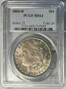 1884-O $1 モーガン シルバー ダラー MS64 PCGS クールなカラートーンの両面モンスター