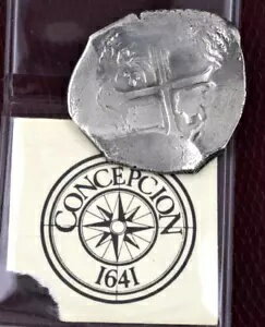 1640年代のスペイン銀8レアル宝??貨、難破船から出土