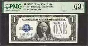 1928 D $1 С FR.1604 ꥢ åɥ D-B ֥å PMG CU 63 EPQ (748B)