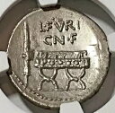 古代ローマ共和国コイン L. ファー。ブロッカス AR デナリウス。紀元前63年頃。 NGC認定