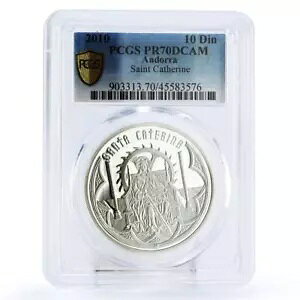 アンドラ 10 ディナール ホーリー ヘルパーズ セント カタリナ PR70 PCGS 銀貨 2010