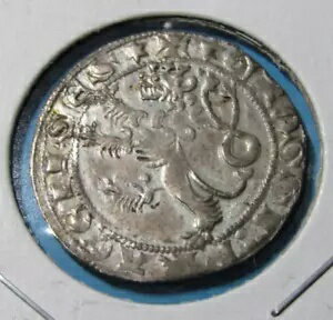 1278-1305 ボヘミア プラーガー グローシェン ヴァーツラフ 2 世 ライオン 城壁 #15 - AU+++