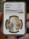 1881 年代のモーガン シルバー ダラー Ngc MS66