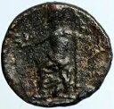 紀元前 350 〜 100 年 本物の古代古いオリジナル ギリシャ都市コイン ZEUS on THRONE i102282