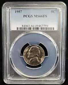 1957 ジェファーソン ニッケル PCGS MS66FS | Gem BU の全手順 |写真を見る