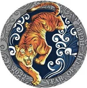 2022 ガーナ 5 セディス タイガー年 カラー化 50 グラム 0.999 シルバー コイン