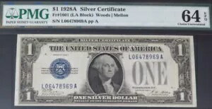 $1 1928A С񡣿1601. դLA֥å PMG 64 EPQ