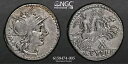 (共和国) M. トゥリウス AR デナリウス (血統コイン) NGC VF 4/5 4/5 - 3,86g - 151