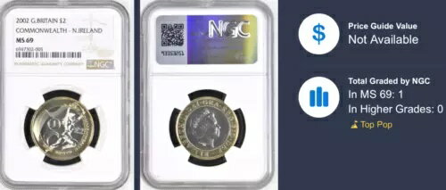 2002 ?2 北アイルランド連邦 NGC MS69 未流通 英国最高級既知