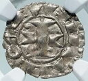 1100-1300 フランス メルゲイユ マグロンヌ オールド シルバー デニール 中世コイン NGC i87149