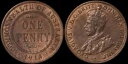オーストラリア 1918 KGV 1d - ブラウンとレッド、ほぼ UNC。レン猫 UNC $3000。