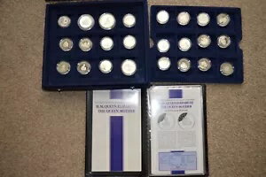 クイーン マザー 24 シルバー記念 1997 + 1998 コイン コレクション ボックス + COA