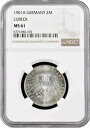 リューベック 2 マーク 1901 A、NGC MS61、「自由都市 (1871 - 1918)」銀貨-
