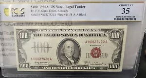 1966 年 $100 法定通貨レッドシール紙幣 FR.1551 PCGS CHOICE VF 35