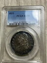 1833 キャップドバスト ハーフダラー AU 50 PCGS モンスタートーンの表面ゴージャスなカラー