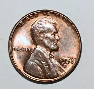 1958 D ペニー ミント エラー DDO 欠品 L カラー レッド レインボー トーニング 未流通(3)